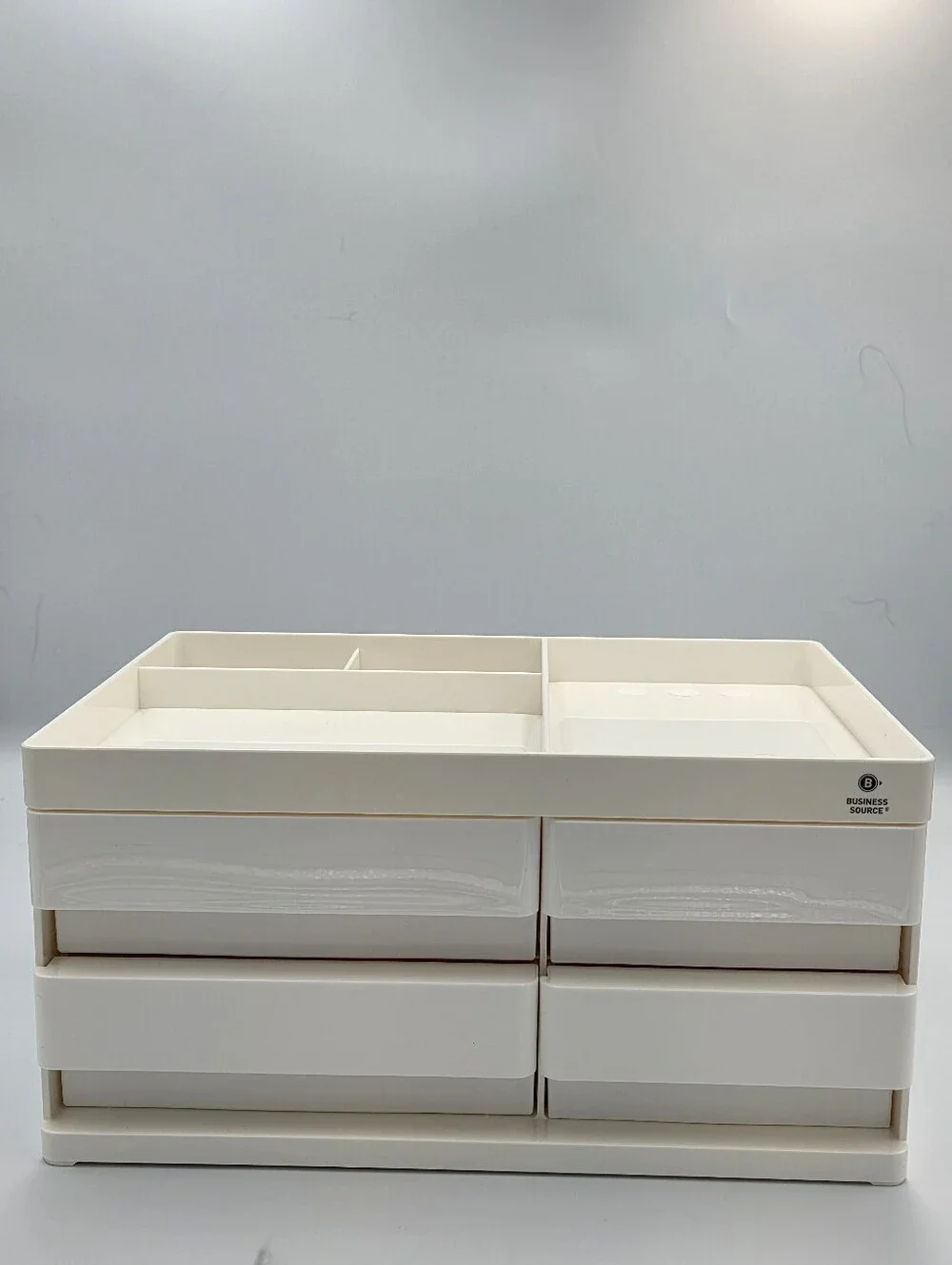 Business Source 11882 Desktop Organizer 4 Drawer & 4 Compartments White NIB